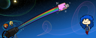 An image I made quite a long time ago to use as a header for my page on a nondescript social networking website. Parts drawn in SAI, some effects in paint.net and pretty wavy bits with a brilliant online graphical tool, found at ''WeaveSilk.com''.